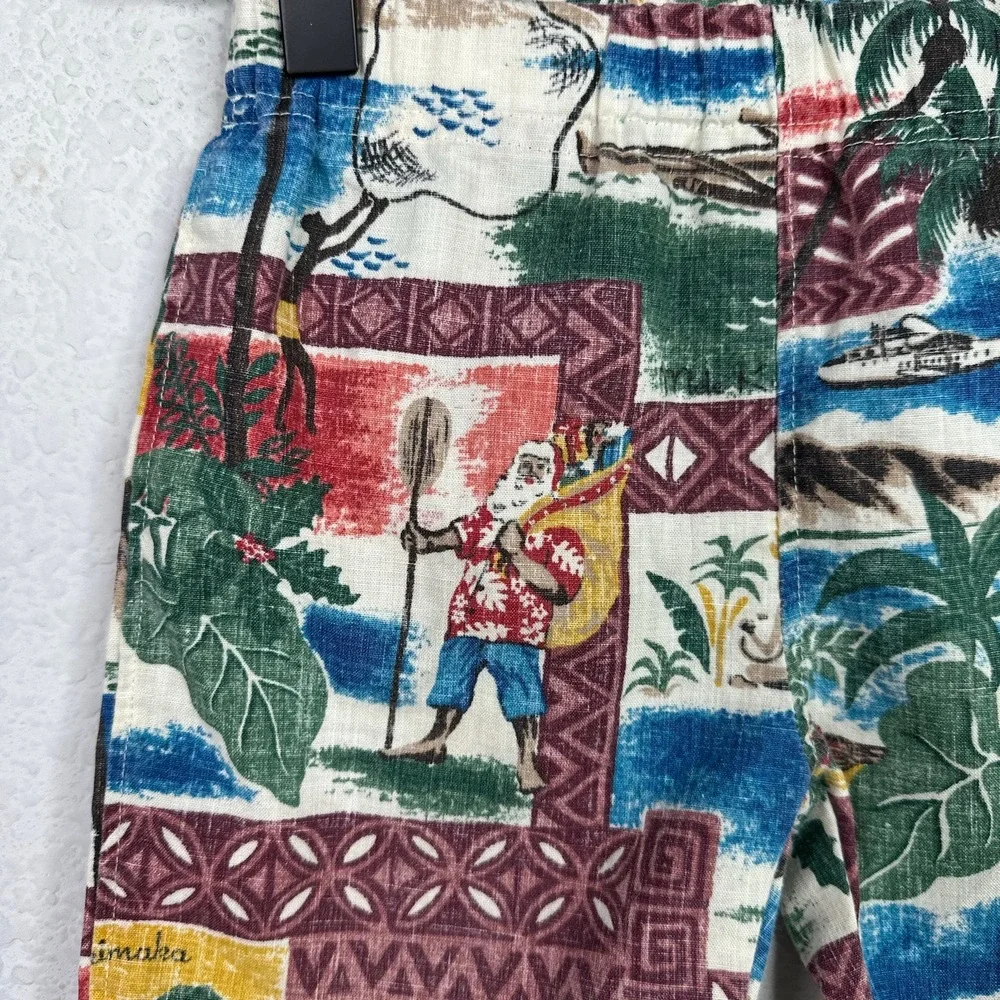 Reyn Spooner Shorts Unisex 3T Colorful Hawaiian Christmas Mele Kalikimaka‎ Santa